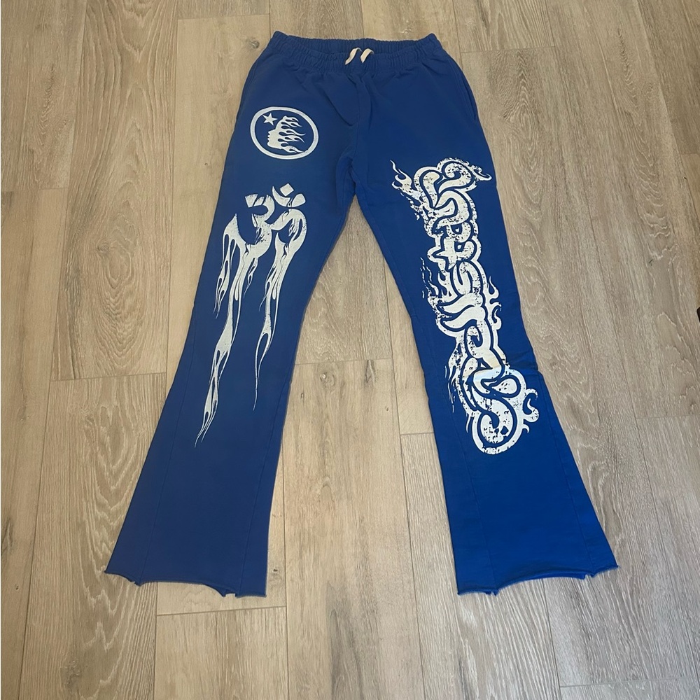 HELLSTAR Blue Graphic Flare Pants
